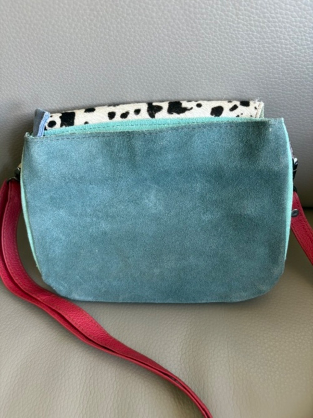 SORUKA small Women's suede leather crossbody bag multicolour animal print front - Picture 7 of 16